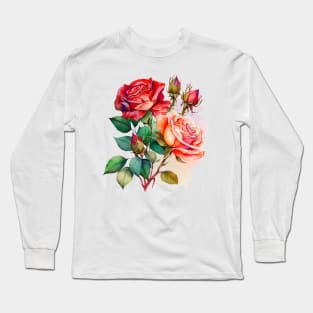 Two Watercolor Roses Long Sleeve T-Shirt